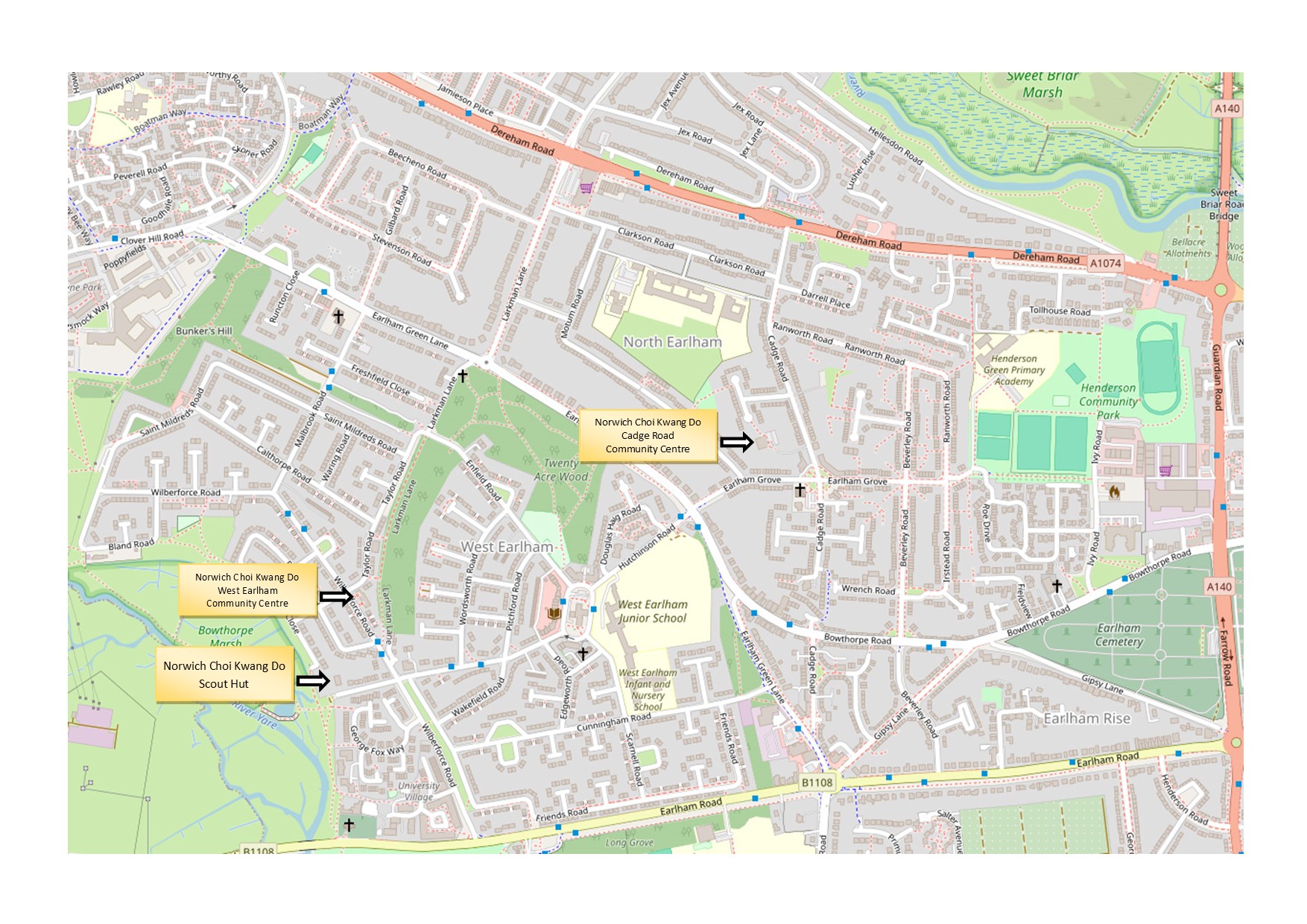 Map of venue locations